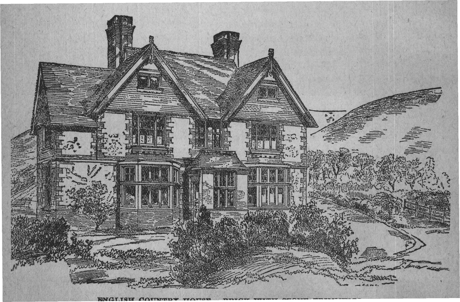 ENGLISH COUNTRY HOUSE. -BRICK WITH STONE TRIMMINGS.