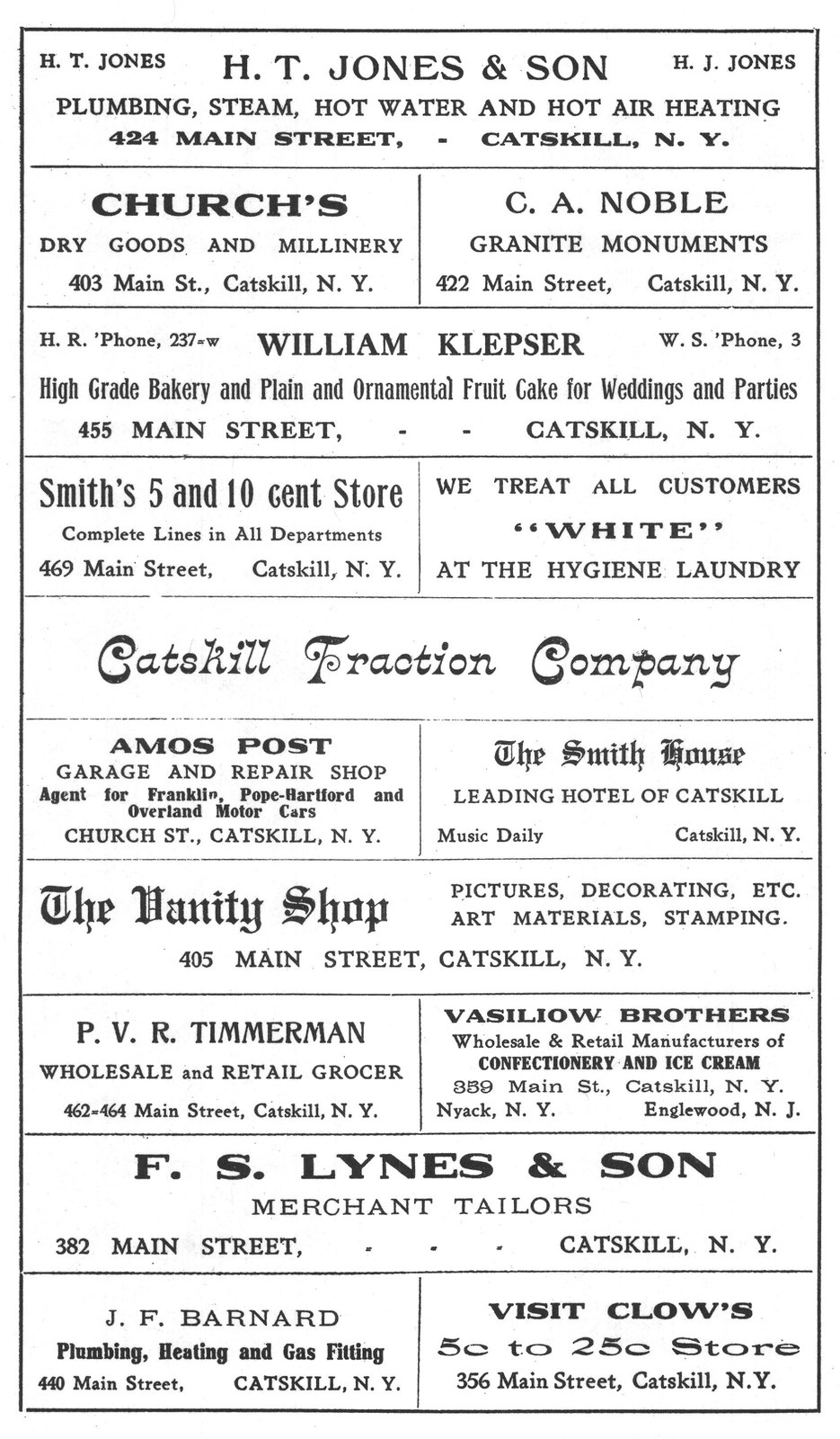 Visit Clow's — from Catskill Cook Book (1911)