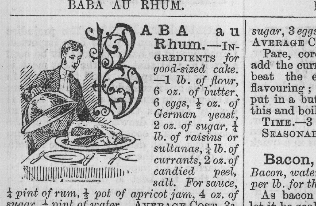 1/4 pint of rum, 1/2 pot of apricot jam, 4 oz. of
