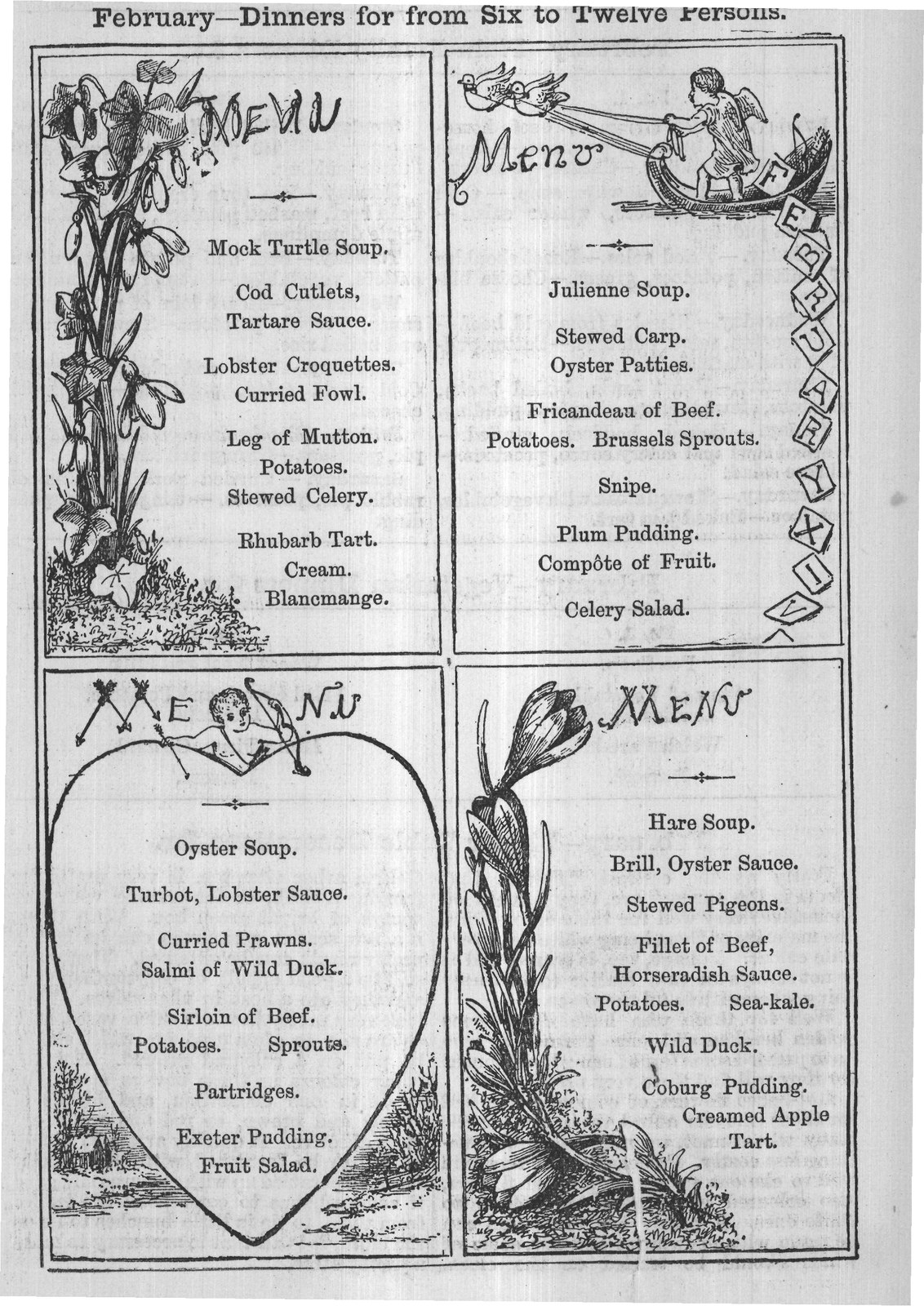 February-Dinners for from Six to Twelve Persons.