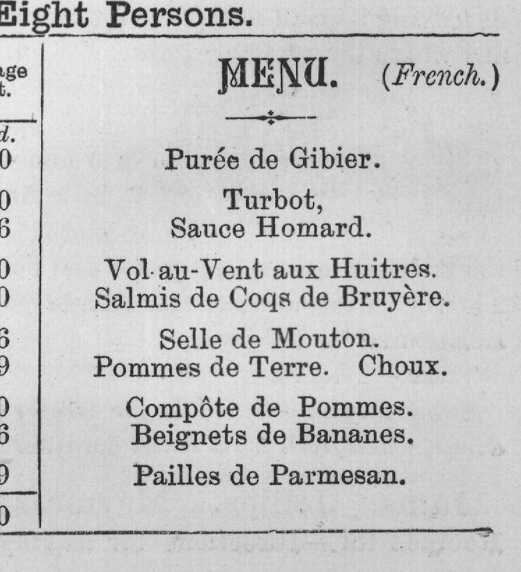 January-Dinner for Eight Persons.