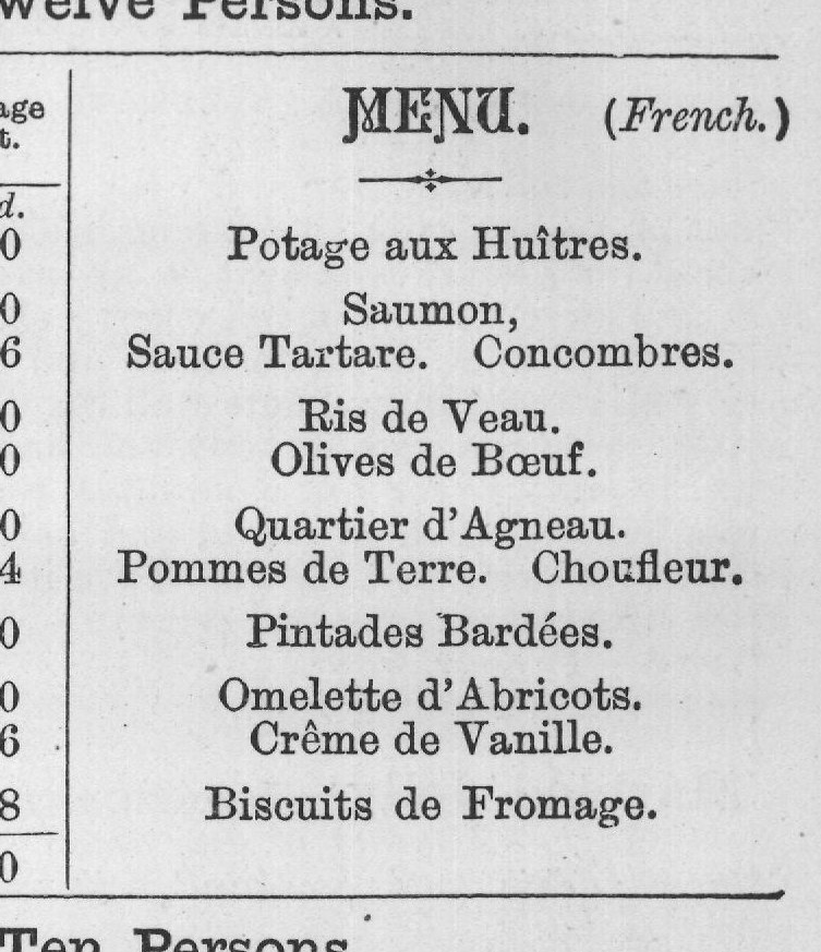 March-Dinner for Ten Persons.