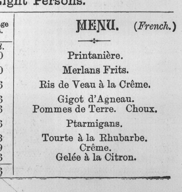 March-Dinner for Eight Persons.