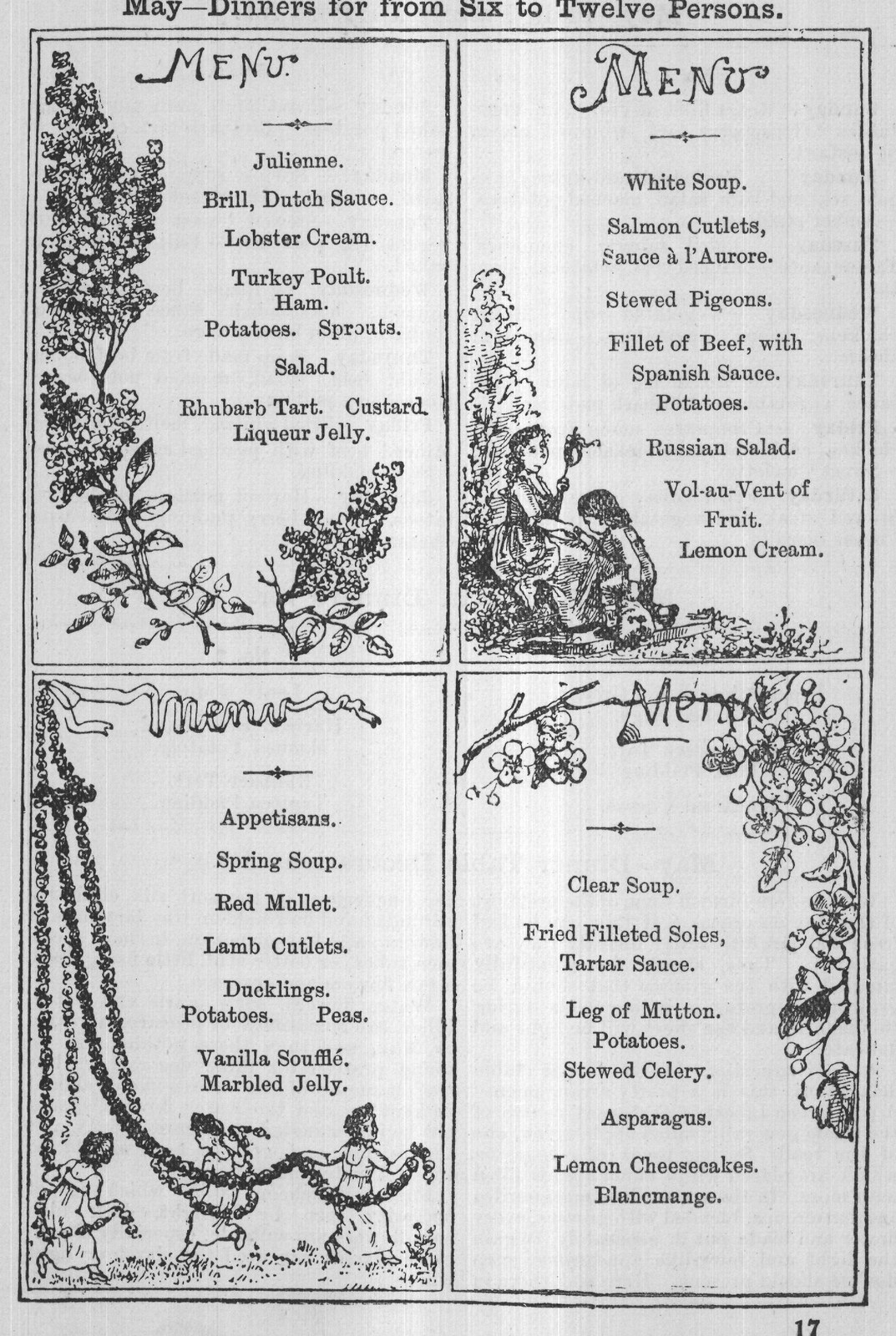 May-Dinners for from Six to Twelve Persons.