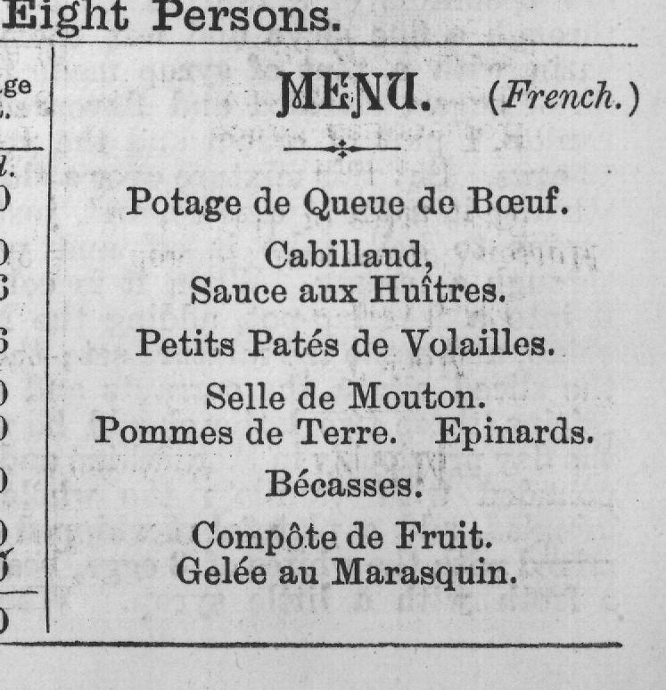 November-Dinner for Eight Persons.