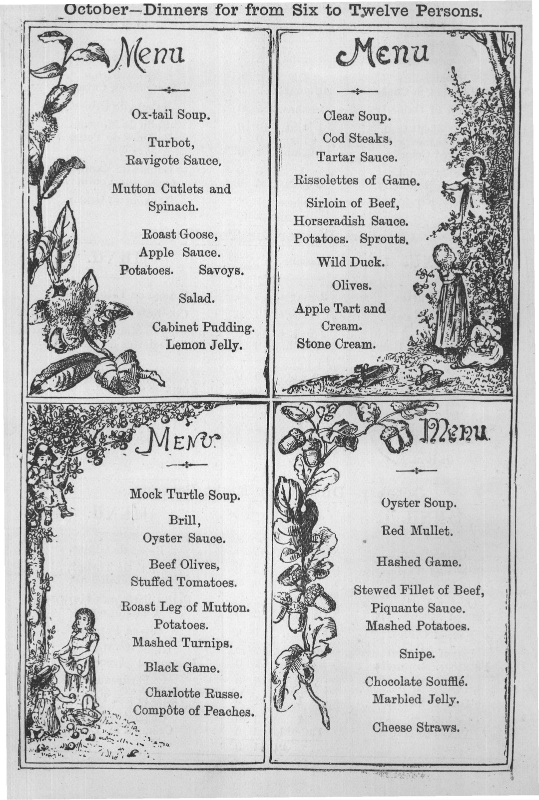 October--Dinners for from Six to Twelve Persons.