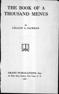 The Book of a Thousand Recipes